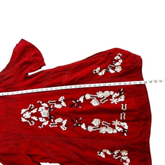 Free People Perfectly Victorian Embroidered Rust Mini Dress- Size Small-Red - Picture 16 of 16